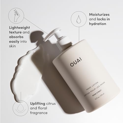 OUAI Hand Wash and Hand Lotion Set, Dean Street Scent - Moisturizes and Exfoliates with Daily Use - Made with Jojoba Esters, Avocado & Rosehip Oils (16 Fl Oz Each) Ouai