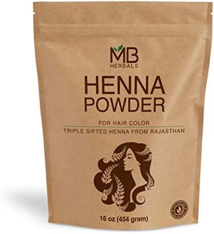 MB Herbals Pure Henna Powder 100 Gram| 3.5 oz | Orange-Red or Deep Orange Hair Color | Triple Sifted | Raw | Non-Radiated | 100% Natural | Economy Pack for 2 Applications of Shoulder Length Hair MB Herbals