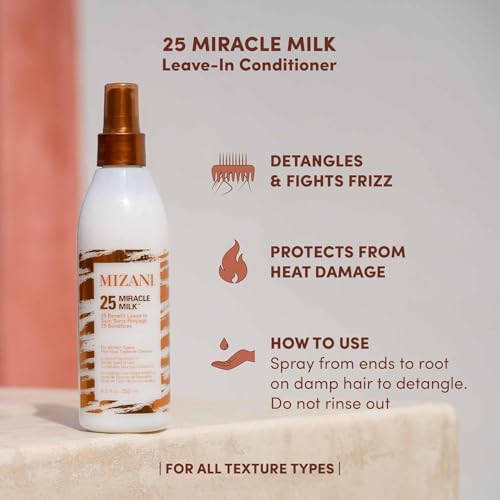 MIZANI 25 Benefit Miracle Milk Leave in Conditioner | Heat Protectant and Detangler Spray | Formulated with Coconut Oil | For Frizzy & Curly Hair Mizani