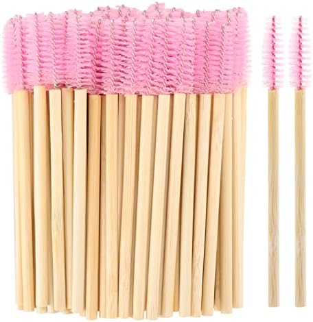 100 Pcs Disposable Mascara Wands, Bamboo Spoolies Brush for Eyelash Extensions, Spooly Eyelash Eyebrow Brushes Lash Wand Applicator Makeup Kits, Black Tbestmax