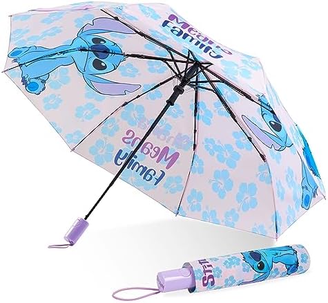 Disney Automatic Umbrella for Adults Teens Kids - Folding Telescopic Umbrella Lightweight Travel School Work - Stitch Gifts Disney