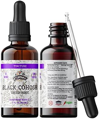 Black Cohosh Tincture Organic Black Cohosh Extract (Cimicifuga Racemosa) Dried Root, Non-GMO in Cold-Pressed Organic Vegetable Glycerin, 2 oz (Унции) (60 ml) FLORIDA HERBS