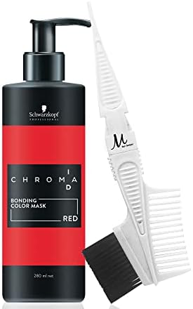 Chroma ID Bonding Color Mask Red 9.5oz and M Hair Designs Tint Brush/Comb (Bundle 2 items) M Hair Designs