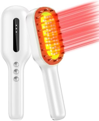 Laser Therapy Hair Growth Comb,FDA Cleared laser comb for hair growth,Red Light Electric Scalp Massager (Pink) HAUBAT