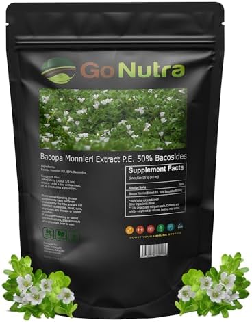 Go Nutra Bacopa Extract Powder (Порошок) (Bacopa Monnieri) 50% Bacosides - Herbal Extract Brahmi Supplement (4 oz (Унции).) Go Nutra