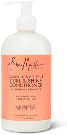 SheaMoisture Curl & Shine Conditioner Coconut & Hibiscus, for Thick, Curly Hair to Moisturize & Soften, 13 oz SheaMoisture