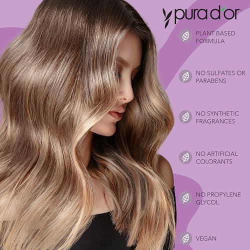 PURA D'OR 16 Oz ColorHarmony Purple Conditioner For Bleached, Blonde, Silver & Color Treated Hair - Keratin, Bamboo Fiber, No Sulfates, Select Natural Ingredients - Men & Women Pura D'Or