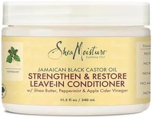 SheaMoisture 100% Pure Jamaican Black Castor Oil Leave In Conditioner For Damaged Hair and To Soften Detangle Hair 11.5oz SheaMoisture