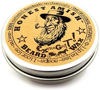 Honest Amish Extra Grit Beard Wax - Natural and Organic - Hair Paste and Hair Control Wax - 2 ounce Honest Amish