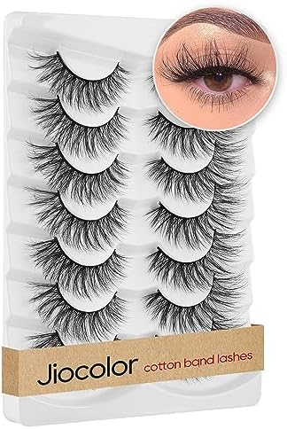 Short Lashes Natural Look Wispy False Eyelashes C Curl Fake Lashes Volume Mink Lashes 10mm Eye Lashes Pack Cute False Lashes 32-4EVA Jiocolor