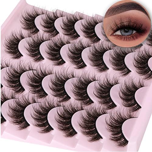 Wispy Mink Lashes Natural False Eyelashes Fluffy 16mm Cat Eye Lashes Pack 5D 14 Pairs Fake Eyelashes by TNFVLONEINS TNFVLONEINS