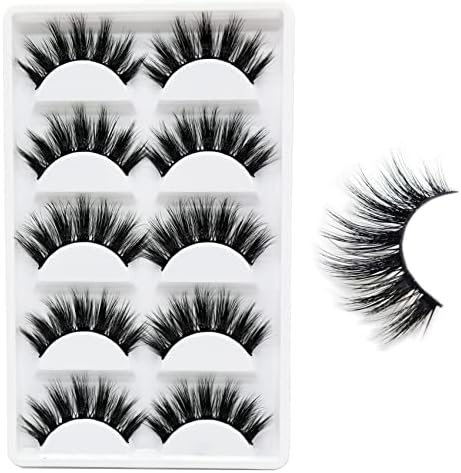 Veleasha Lashes 5D Faux Mink Lashes 100% Handmade Luxurious Fake Eyelashes Lightweight Fluffy False Eyelashes 5 Pairs Pack (G2) Veleasha