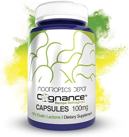 Nootropics Depot Cognance Enhanced Bacopa Capsules (Капсулы) | 100mg | 10% Ebelin Lactone | Bacopa monnieri | Mood, Memory, & 5-HT2A Activation, 60 Count (Pack of 1) Nootropics Depot