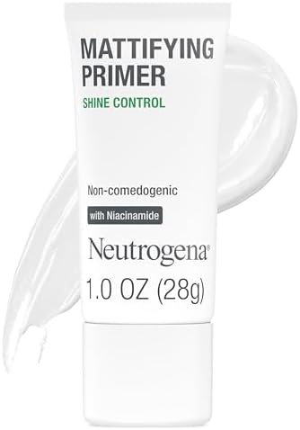 Neutrogena Mattifying Primer with Shine Control, Lightweight Pore Blurring Face Primer Blurs the Look of Pores & Helps Reduce Shine, Matte Primer with Niacinamide, 1 oz Neutrogena