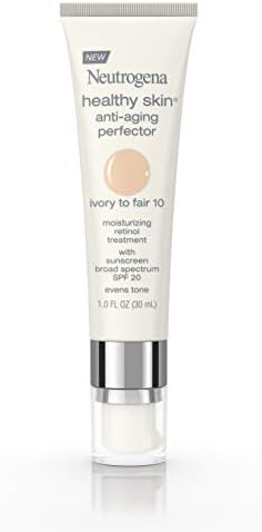 Neutrogena Healthy Skin Anti-Aging Perfector Tinted Facial Moisturizer and Retinol Treatment with Broad Spectrum SPF 20 Sunscreen with Titanium Dioxide, 10 Ivory to Fair, 1 fl. oz (Унции) Neutrogena