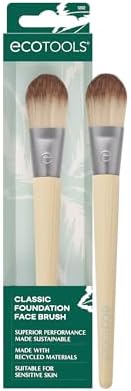 EcoTools Classic Foundation Face Brush, For Liquid, & Cream Foundation, Flat Foundation Brush, Makeup Brush For Natural Makeup, Buildable Coverage, Synthetic Bristles, Cruelty- Free, 1 Count EcoTools