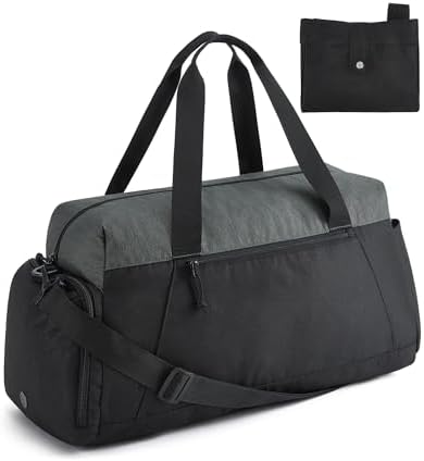  Спортивная Сумка BAGSMART Складная Travel Duffle Bag, Легкая Weekender Duffel Bag С Отделением Для Обуви, Водонепроницаемая Спортивная Сумка Для Йоги, Черная BAGSMART