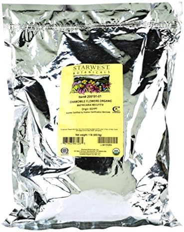 Starwest Botanicals Organic Chamomile Flower Whole (Egypt), 1 Pound Starwest Botanicals