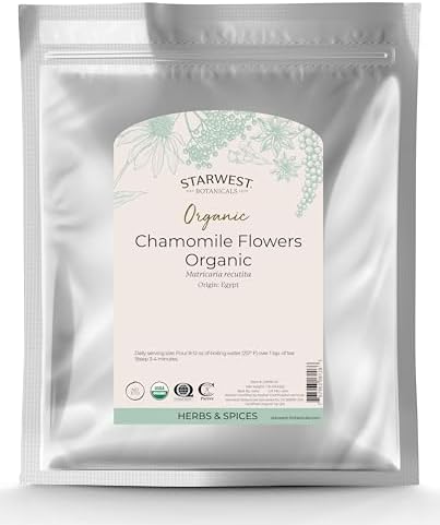 Starwest Botanicals Organic Chamomile Flower Whole (Egypt), 1 Pound Starwest Botanicals