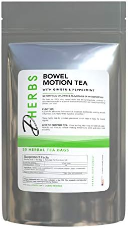 Bowel Motion Tea Detox Drink - Colon Cleanse Tea Made with Senna Leaf, Ginger Root, Peppermint & More - Herbal Tea for Stomach Cleanse & Colon Detox by DHerbs - 20 Herbal Tea Bags (Чайные пакетики), 1 Pack Dherbs