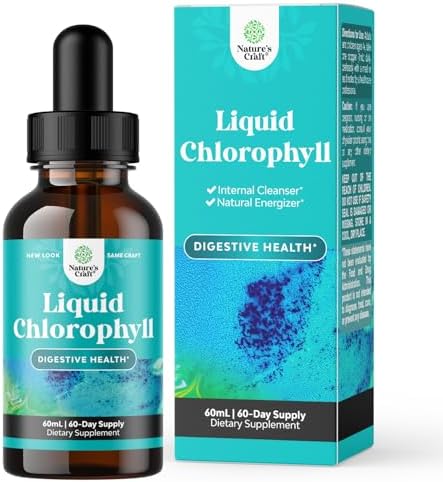 Vegan Liquid (Жидкость) Chlorophyll Drops (Капли) - Super Concentrated Mint Flavored Chlorophyll Liquid Drops (Жидкие капли) - Internal Cleanser Digestive Support Immune Health and Whole Body Detox and Cleanse Support (60 Servings (Порции)) Natures Craft