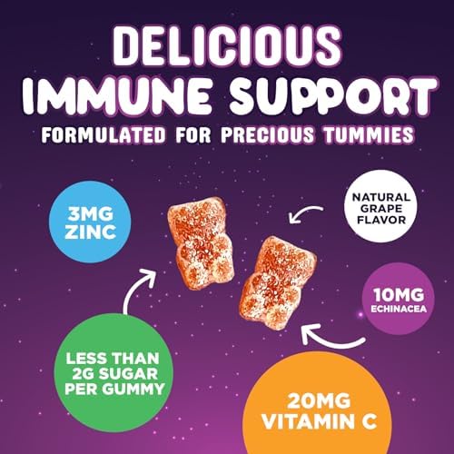 Immune Support Gummies (Жевательные конфеты) for Kids & Toddler with Vitamin C, Zinc & Echinacea, Daily Childrens Immune Support Gummy Vitamins for Kids Ages 4 and Up, Vegan & Non-GMO, Natural Berry Flavor - 120 Gummies Nature's Nutrition