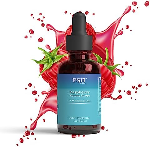 PSH Raspberry Ketone Ultra Drops (Капли) with African Mango - Advanced Weight Management Support - Natural Fat Burner and Appetite Suppressant - Keto-Friendly Formula - 2 fl oz (Жидкие унции) PSH Nutrition