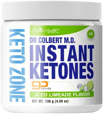 Divine Health Instant Ketones Powder (Порошок) | Limeade | GoBHB Exogenous Ketone Salts | Recommended in Dr. Colbert's Keto Zone Diet | 4.59oz Divine Health