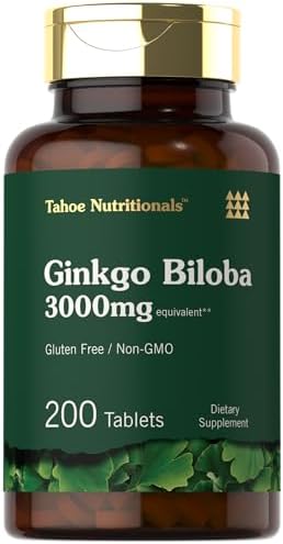 Carlyle Ginkgo Biloba | 3000mg Per Serving (Порция) | 200 Tablets (Таблетки) Extra Strength | Vegetarian | Non-GMO & Gluten Free Supplement | Tahoe Nutritionals Carlyle