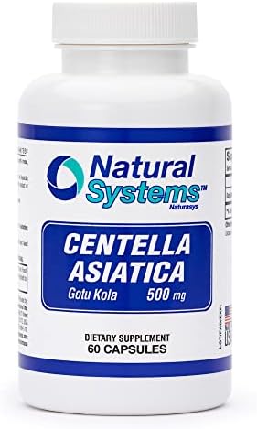 Centella Asiatica Capsules (Капсулы) 500 mg 60 Capsules by Natural Systems - Gotu Kola Herb Moisturizer for Your Skin - Gotu Kola Capsules Extract Also Beneficial for Calming Mind Tiredness Natural Systems Naturasys