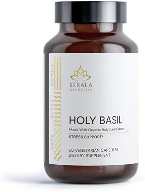 Kerala Ayurveda Holy Basil Herbal Supplement for Stress Relief & Relaxation | Calms Mind & Body | Immunity Support - 60 Veg Capsules (Вегетарианские капсулы) Kerala Ayurveda