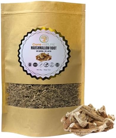 Cure wid Pure Organic Marshmallow Root Herb 1LB – Cut & Sifted Marshmallow Root Tea in Eco-Friendly Resealable Bag Versatile Choice for Herbal Tea, Marshmallow Root Powder (Порошок), Tinctures & More Cure wid Pure