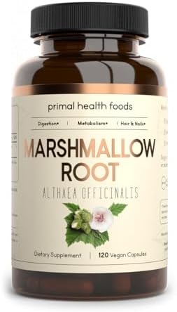 Organic Marshmallow Root - 60 Capsules (Капсулы) 1,000 mg Per Capsule [Vegetarian, Organic, Non-GMO & Gluten Free] Primal Health Foods