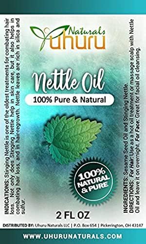 Uhuru Naturals Nettle Oil - Multipurpose Hair and Skin Oil - Contains All-Natural Ingredients Promotes Hair Regrowth and Helps Fight Hair Loss Reduces Skin Irritation and Redness Uhuru Naturals