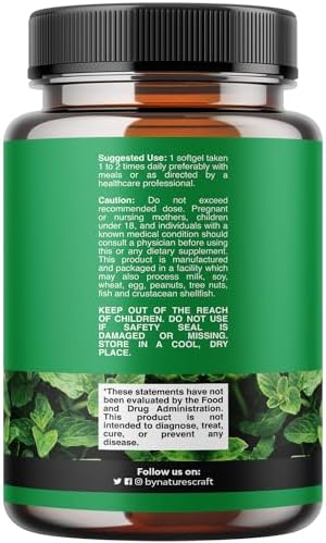 Pure Wild Oregano Oil Softgels (Мягкие капсулы) - Oil of Oregano Softgels for Immune Support Heart Health and Upset Stomach - Soluble Fiber Antioxidant Supplement Softgels for Bone Health and Daily Energy Boost Natures Craft