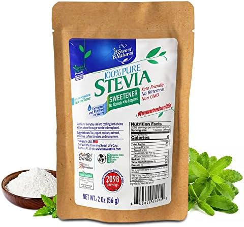 Stevia Powder (Порошок) 100% Pure, 2 Oz, No Artificial Sweetener. 2098 Servings (Порции) | Stevia Green Leaf Extract | Zero Calorie & Keto Friendly BSL BSWEETBNATURAL