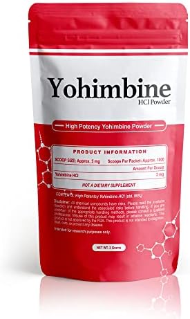 BulkStimulants Yohimbine HCl Powder (Порошок) | 3mg per Scoop | 1000 Scoops per Packet | 3 Grams BulkStimulants.com