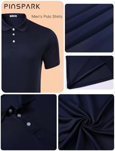 PINSPARK 1/3/4/5 Pack: Golf Polo Shirts for Men Multipacks Quick Dry Short Sleeve Collared Shirt Slim Fit Casual Polos Shirt Pinspark