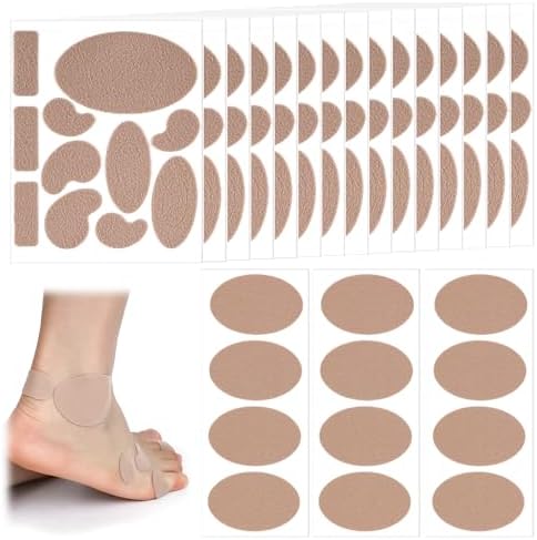 18 Sheets Moleskin Adhesive Pads, Multi-Shaped & Oval Moleskin Tapes, Anti-Wear Protective Moleskin Strips Prevention Pads Mole Skin Patch for Feet Heels Blisters Shoe (Dark Brown) PEUTIER