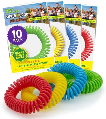 Superband Mosquito Repellent Bracelets for Adults & Kids - Pack of 50 - Long Lasting, Natural Bug and Insect Repellent Bracelet - Waterproof, Individually Wrapped, Deet-Free Bands - Neon SUPERBAND