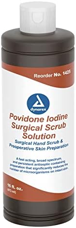 Dynarex Povidone-Iodine Scrub Solution, Antiseptic Solution for Skin and Mucosa, Ideal for Surgical Site Preparation, Contains Povidone Iodine 7.5%, 16 fl. oz., 1 Bottle Dynarex