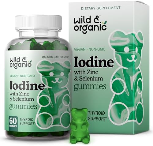 Wild & Organic Iodine Gummies (Жевательные конфеты) 250mcg - Immune Support Complex w/Potassium Iodide - Selenium Zinc Iodine Supplement for Immune Support - 60 Pectin-Based Gummies - Vegan Supplement with Iodine Wild & Organic