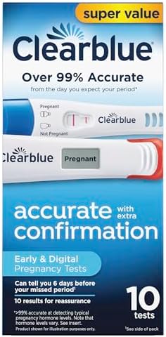 Clearblue Early Pregnancy Test Kit, at-Home Pregnancy Test Kit for Women, hCG Hormone Pregnancy Tests with Easy-to-Read Results, 10 Tests Clearblue