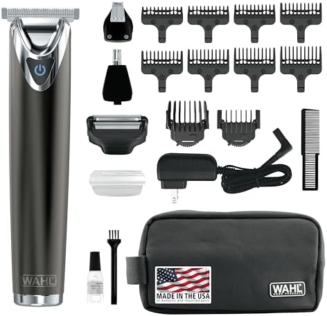 Wahl Stainless Steel Lithium Ion 2.0+ Slate Beard Trimmer for Men - Electric Shaver, Nose Ear Trimmer, Rechargeable All in One Men's Grooming Kit - Model 9864 Wahl