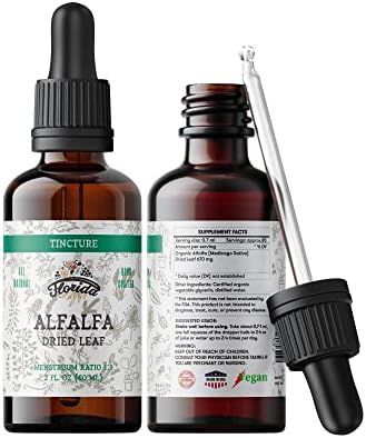 Alfalfa Tincture, Organic Alfalfa Extract (Medicago Sativa) Dried Leaf, Antioxidant Extract for Immune Support, Non-GMO in Cold-Pressed Organic Vegetable Glycerin 2 oz (Унции), 670 mg FLORIDA HERBS