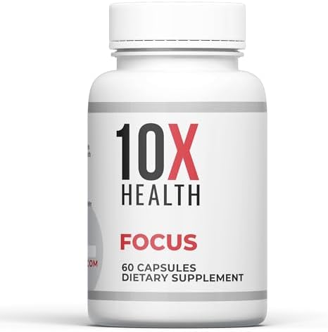 10X Health Focus Brain Supplements for Memory and Focus - Cognitive Supplement Boost Clarity, Alertness, and Energy with Huperzine-A, Ginkgo Biloba, and Rhodiola Rosea - 60 Capsules (Капсулы) 10X Health System