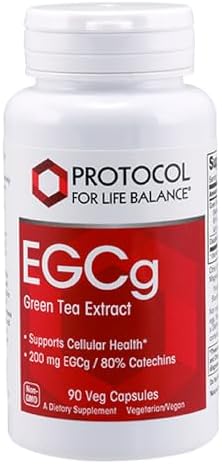 Protocol EGCg 200 mg - 200 mg EGCg Green Tea Extract - Phytonutrients & Polyphenols Supplement - Kosher & Vegan - 90 Veg Capsules (Вегетарианские капсулы) Protocol for Life Balance