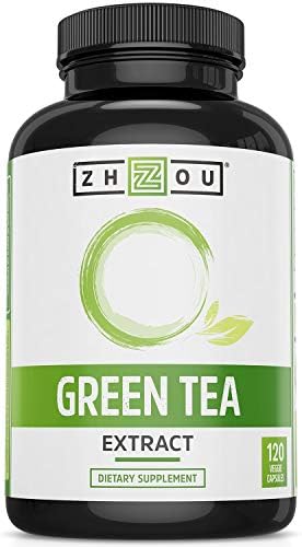 Zhou Green Tea Extract Capsules (Капсулы) with EGCG, Natural Energy, Mental Focus, Immune Health, Antioxidant and Heart Support, Non-GMO, Vegan, Gluten Free, 120 Capsules Zhou