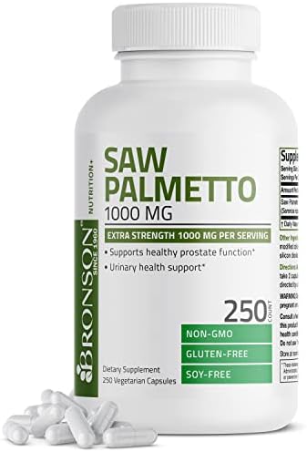 Bronson Saw Palmetto 1000 MG per Serving (Порция) Extra Strength Supports Healthy Prostate Function & Urinary Health Support - Non GMO, 100 Vegetarian Capsules (Вегетарианские капсулы) Bronson