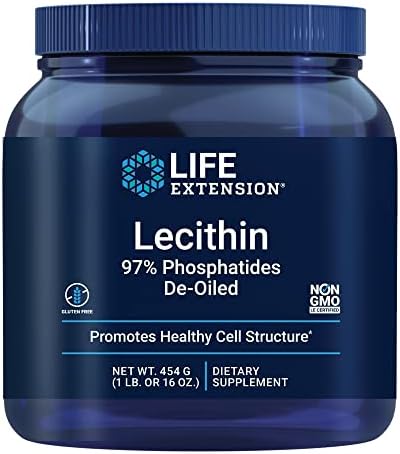 Life Extension Lecithin, promotes healthy cell structure and function in The brain, gluten free, non-GMO, vegetarian, 454 grams Life Extension